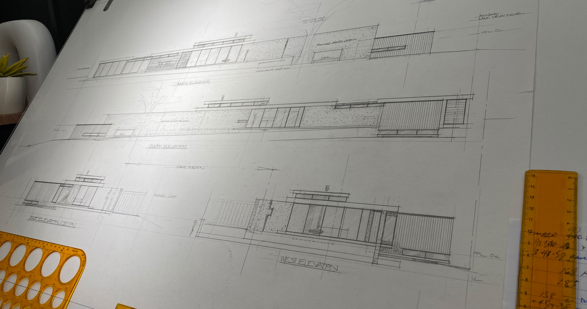 Original concept drawings of the Lakehaus